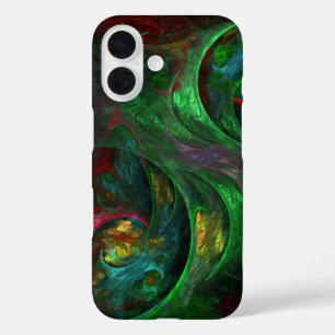 ジェネシスグリーン抽象芸術アート iPhone 16ケース
