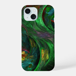 ジェネシスグリーン抽象芸術アート iPhone 15ケース