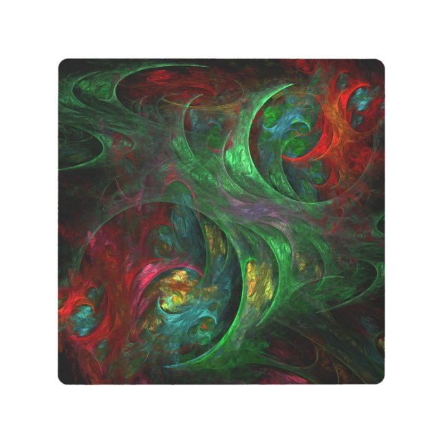 ジェネシスグリーン抽象芸術メタルウォールアート メタルプリント (正面)