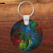 ジェネシスブルー抽象芸術アートキーチェーン キーホルダー (正面)