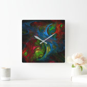 ジェネシスブルー抽象芸術アートスクエア スクエア壁時計 (ホーム)