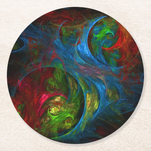 ジェネシスブルー抽象芸術アート スクエアペーパーコースター (正面)