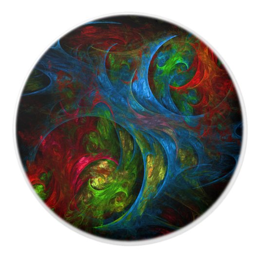 ジェネシスブルー抽象芸術アート セラミックノブ (正面)