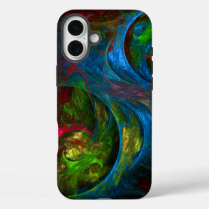 ジェネシスブルー抽象芸術アート iPhone 16 PLUSケース