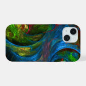 ジェネシスブルー抽象芸術 iPhone 15ケース (裏面横)