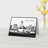 ジェネシス·クーペ·シティー·ショット-車をテーマにした誕生日カード カード (黄色い花)