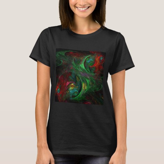 ジェネシス グリーン アブストラクト アート Tシャツ (正面)