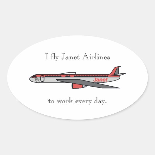 ジェネット航空に乗ってます 楕円形シール (正面)