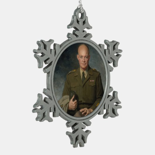ジェネラルドワイトアイゼンハワー5つ星色彩の鮮やかポートレート スノーフレークピューターオーナメント (左)