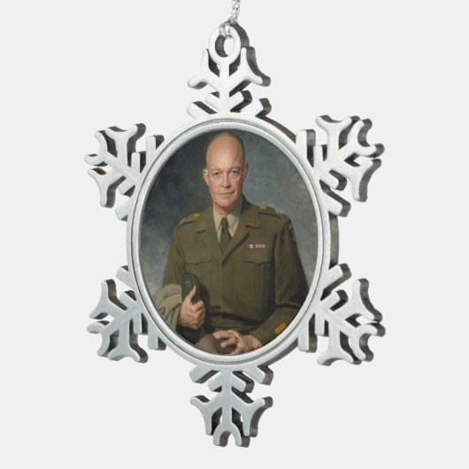 ジェネラルドワイトアイゼンハワー5つ星色彩の鮮やかポートレート スノーフレークピューターオーナメント (右)