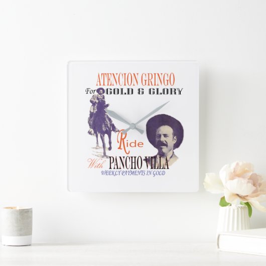 ジェネラルパンチョヴィラ🎖️メキシカンヒーロー スクエア壁時計 (ホーム)