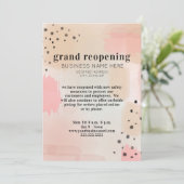ジェネリック·ビジネス·グランド·リオープン·抽象芸術·ピンク 招待状 (スタンド正面)