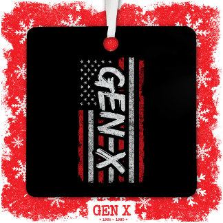 ジェネレーションXアメリカ誇りを持った国旗Gen Xer Gen X メタルオーナメント