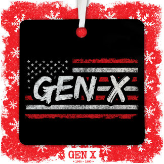 ジェネレーションXアメリカ誇りを持った国旗Gen Xer Gen X メタルオーナメント
