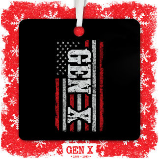 ジェネレーションXアメリカ誇りを持った国旗Gen Xer Gen X メタルオーナメント