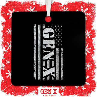 ジェネレーションXアメリカ誇りを持った国旗Gen Xer Gen X メタルオーナメント
