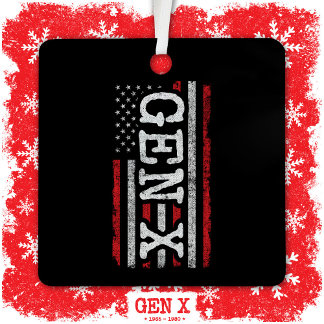 ジェネレーションXアメリカ誇りを持った国旗Gen Xer Gen X メタルオーナメント