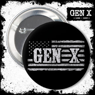 ジェネレーションXアメリカ誇りを持った国旗Gen Xer Gen X 缶バッジ