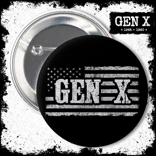 ジェネレーションXアメリカ誇りを持った国旗Gen Xer Gen X 缶バッジ