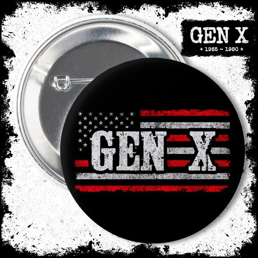 ジェネレーションXアメリカ誇りを持った国旗Gen Xer Gen X 缶バッジ