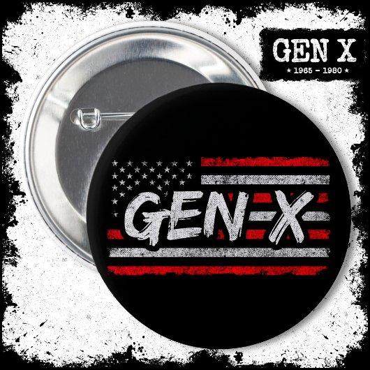 ジェネレーションXアメリカ誇りを持った国旗Gen Xer Gen X 缶バッジ
