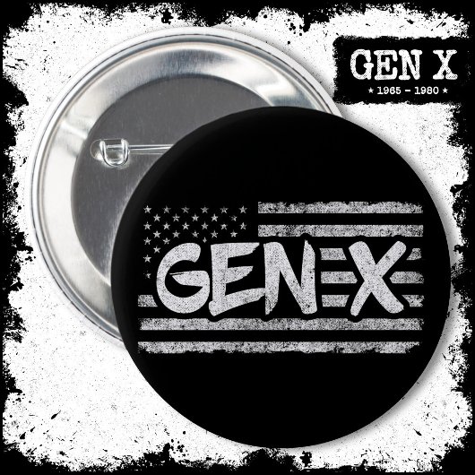 ジェネレーションXアメリカ誇りを持った国旗Gen Xer Gen X 缶バッジ