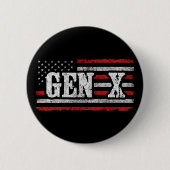 ジェネレーションXアメリカ誇りを持った国旗Gen Xer Gen X 缶バッジ (正面)