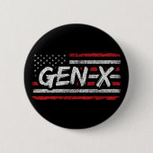 ジェネレーションXアメリカ誇りを持った国旗Gen Xer Gen X 缶バッジ (正面)