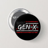 ジェネレーションXアメリカ誇りを持った国旗Gen Xer Gen X 缶バッジ (正面&裏面)