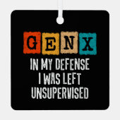 ジェネレーションX世代Xを監視されない私の防衛離れで メタルオーナメント (裏面)