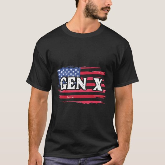 ジェネレーションX世代Xer世代Xアメリカ国旗 Tシャツ (正面)