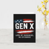 ジェネレーションX たくさんの思い出 証拠なし アメリカ国旗 ユーモア カード (黄色い花)