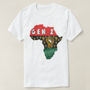 ジェネレーションZ パン・アフリカ革命的アフリカ地図Tシャツ Tシャツ