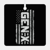 ジェネレーショ誇りを持ったンX Gen Xerアメリカ国旗X メタルオーナメント (正面)