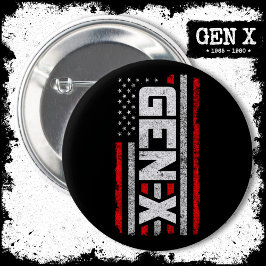 ジェネレーショ誇りを持ったンX Gen Xerアメリカ国旗X 缶バッジ