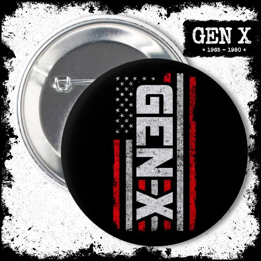 ジェネレーショ誇りを持ったンX Gen Xerアメリカ国旗X 缶バッジ