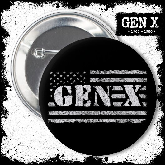 ジェネレーショ誇りを持ったンX Gen Xerアメリカ国旗X 缶バッジ
