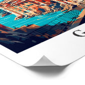 ジェノアイタリアヴィンテージトラベルイラストレーション ポスター (角)