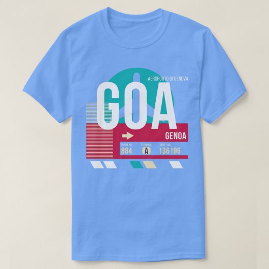 ジェノアイタリアGOA空港コード手荷物ラベル Tシャツ (デザイン正面)