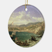 ジェノア1854年の眺め(キャンバスの油) セラミックオーナメント (左)