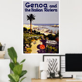 ジェノバイタリアン・リビエラ – ヴィンテージ旅行ポスター ポスター (ホームオフィス)