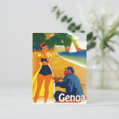 ジェノヴァ海岸，イタリア，古いキャプテンと若い観光客 ポストカード (スタンド正面)