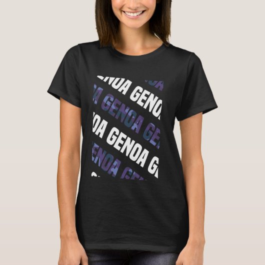 ジェノヴァ迷彩柄パターンパープルカモフラージュ Tシャツ (正面)