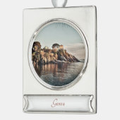 ジェノヴァ,イタリアマリーナトラベルアートウォーターカラーオーナメント シルバープレートバナーオーナメント (左)