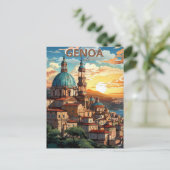 ジェノヴァ、イタリア、 と青い海の街のポストカード ポストカード (スタンド正面)