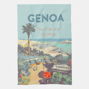 ジェノヴァ イタリア リヴィエラ トラベルポスター 1931年 キッチンタオル