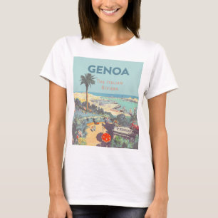 ジェノヴァ イタリア リヴィエラ トラベルポスター 1931年  Tシャツ