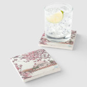 ジェファーソンの記念物 + 花の石造りのコースター ストーンコースター (横)