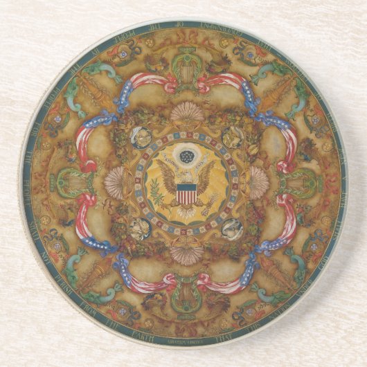 ジェファーソン建物の壁画&コーヒーシーリングドーム コースター (正面)