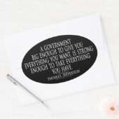 ジェファーソン引用文オンビッグ政府 楕円形シール (封筒)